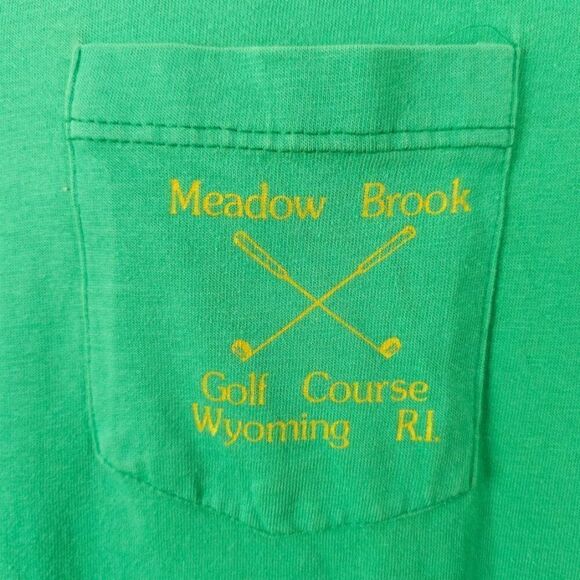 Vintage Meadow Brook Golf Club Polo Shirt Mens Size Medium Green Made In USA - Picture 2 of 8
